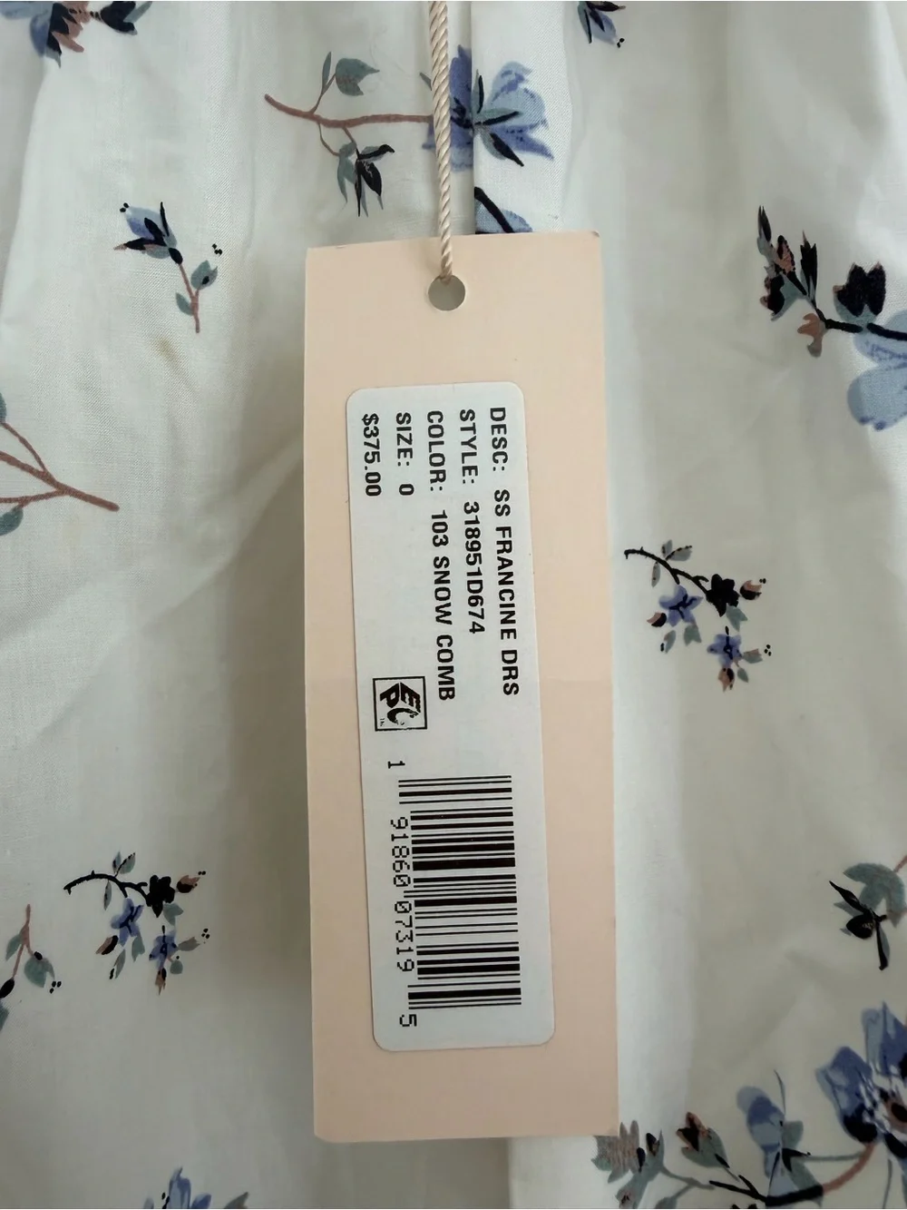 Rebecca Taylor White Dress with Blue Floral Print - Picture 5 of 7